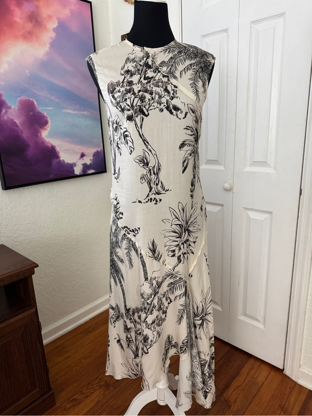 Antonio Melani Tessa Tropical Toile Asymmetrical Dress sz 0 NWT